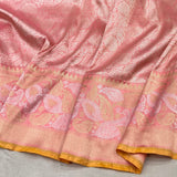 Pink colour pure katan silk handwoven Banarasi saree