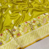 Pitta colour pure katan silk handwoven Banarasi saree