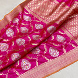 Pink colour pure katan silk handwoven Banarasi saree