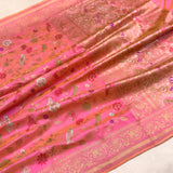Light peach color pure katan silk handwoven Banarasi saree