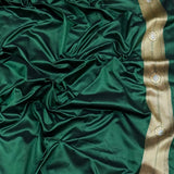 Bottle green colour pure katan silk handwoven Banarasi saree