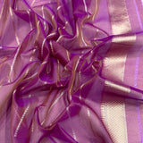 Yellow colour pure kora handwoven Banarasi saree