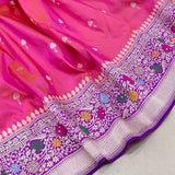 Pink colour pure katana silk handwoven Banarasi saree
