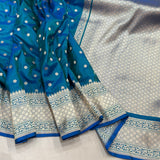 Dual shade pure katan silk handwoven Banarasi saree