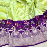 Dual shade pure katan silk handwoven Banarasi saree