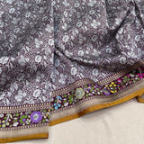 Brown colour pure katan silk handwoven Banarasi saree