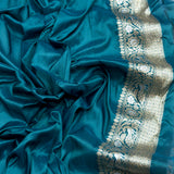 Peacock colour pure katan silk handwoven Banarasi saree