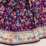 Wine colour pure katan silk handwoven Banarasi saree