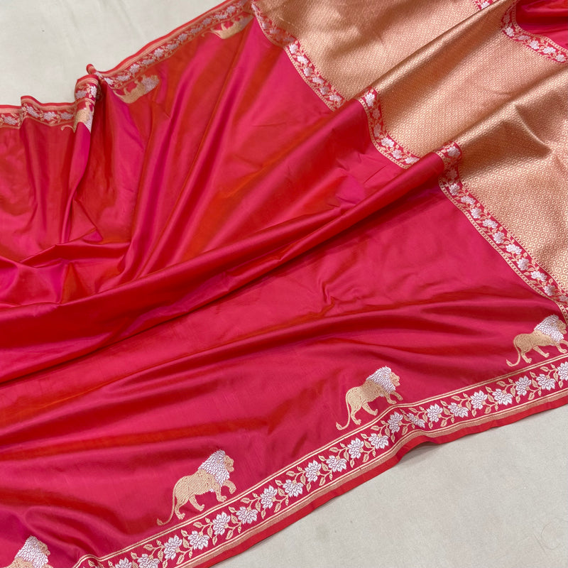 Dual shade pure katan silk handwoven Banarasi saree