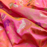 Light peach color pure katan silk handwoven Banarasi saree