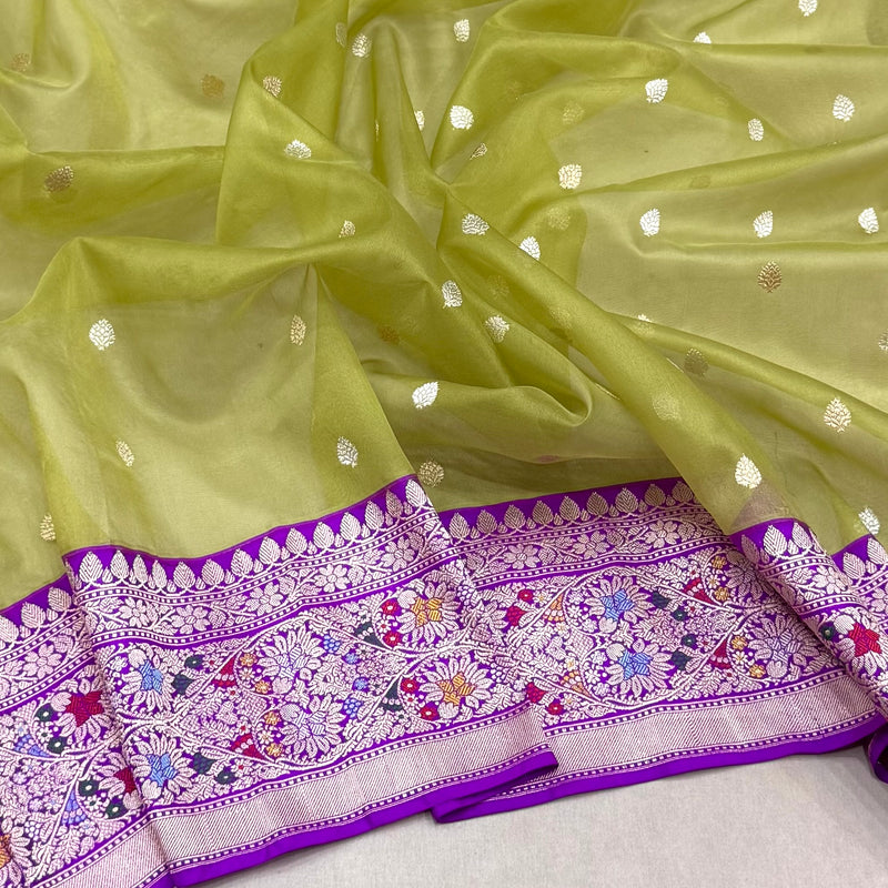 Pure kora handwoven Banarasi saree