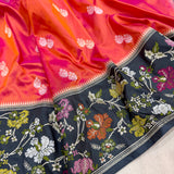 Dual shade pure katan silk handwoven Banarasi saree