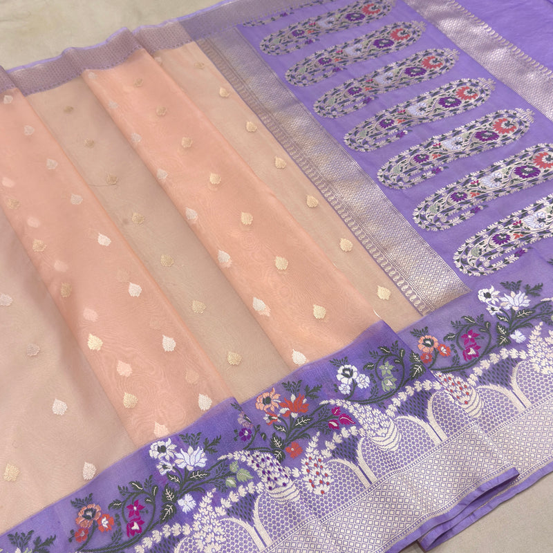 Pure Kora handwoven Banarasi saree