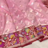 Light pink color pure tissue handwoven Banarasi saree