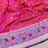 Pink colour pure katana silk handwoven Banarasi saree