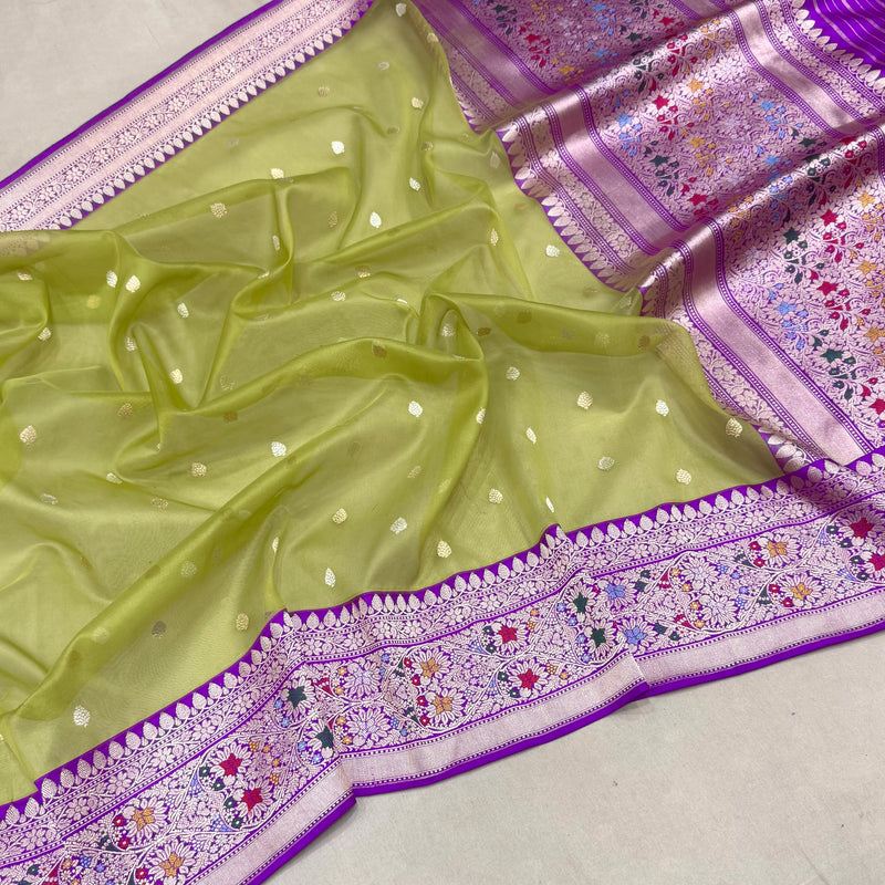 Pure kora handwoven Banarasi saree