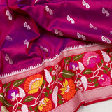 Dual shade pure katan silk handwoven Banarasi saree
