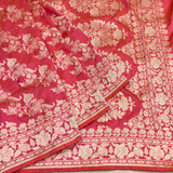 Peach colour pure katan silk handwoven Banarasi saree