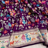 Wine colour pure katan silk handwoven Banarasi saree