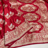Red colour pure katan silk handwoven Banarasi saree