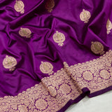 Purple colour pure katan silk handwoven Banarasi saree