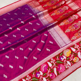 Dual shade pure katan silk handwoven Banarasi saree