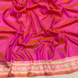 Pink colour pure katan silk handwoven Banarasi sarees