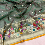 Dual shade Pure kora handwoven Banarasi saree