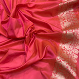 Peach colour pure katan silk handwoven Banarasi saree