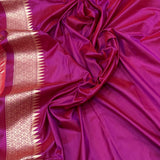Magenta colour pure katan silk handwoven Banarasi saree