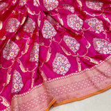 Pink colour pure katan silk handwoven Banarasi saree