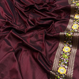 Brown colour pure katan silk handwoven Banarasi saree
