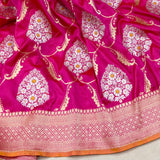 Pink colour pure katan silk handwoven Banarasi saree
