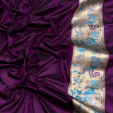 Wine colour pure katan silk handwoven Banarasi saree