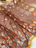 Pure kora jamdani handwoven Banarasi saree