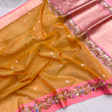 Pure kora handwoven Banarasi saree