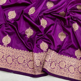 Purple colour pure katan silk handwoven Banarasi saree