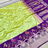Dual shade pure katan silk handwoven Banarasi saree