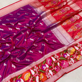 Dual shade pure katan silk handwoven Banarasi saree