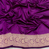 Purple colour pure katan silk handwoven Banarasi saree
