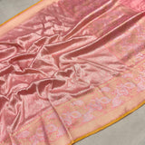Pink colour pure katan silk handwoven Banarasi saree