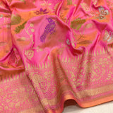 Light peach color pure katan silk handwoven Banarasi saree