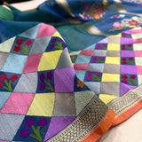 Peacock colour pure kora handwoven Banarasi saree
