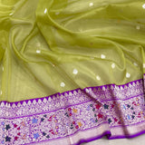 Pure kora handwoven Banarasi saree