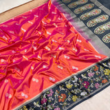Dual shade pure katan silk handwoven Banarasi saree
