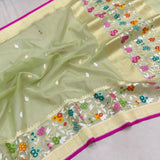 Pure kora handwoven Banarasi saree