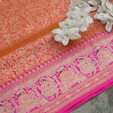 Peach colour pure katan silk handwoven Banarasi saree