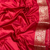 Red colour pure katan silk handwoven Banarasi saree