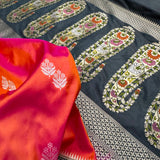 Dual shade pure katan silk handwoven Banarasi saree