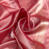 Light pink color pure tissue handwoven Banarasi saree
